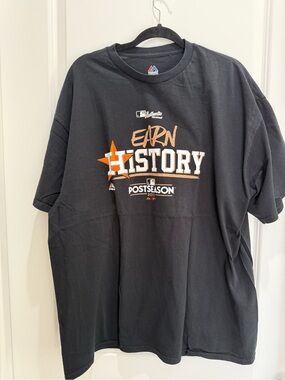 Majestic Black Houston Astros 'Earn History' Graphic Tee with Orange Accents